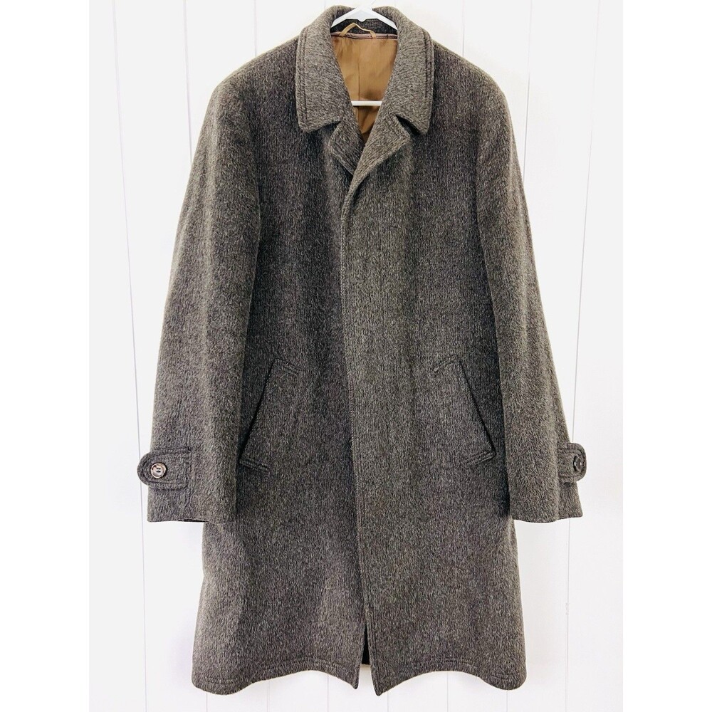 Vintage Golden Lion Gray Wool & Mohair Overcoat Dress Coat Car Jacket Size 50